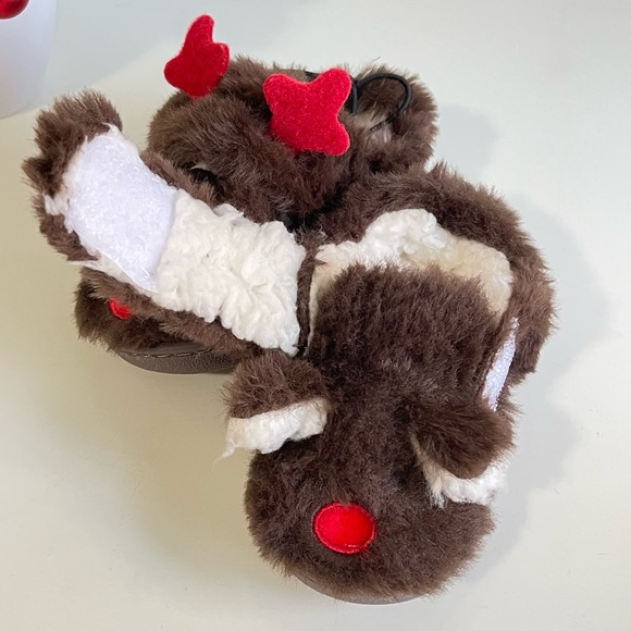 Toddler Festive Reindeer Slippers ~ Plush w/ Hook & Loop Closure ~ SZ 5 - Picture 5 of 10